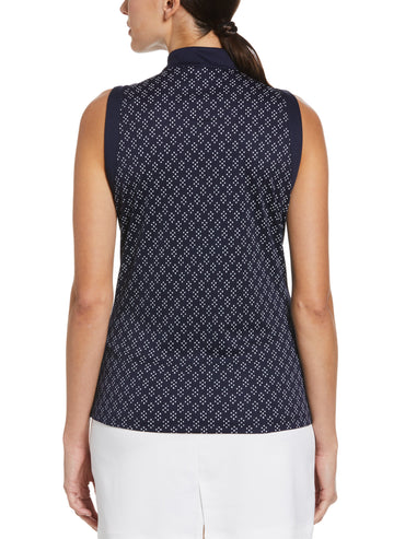 Women's Geo Print Golf Shirt with Mandarin Collar