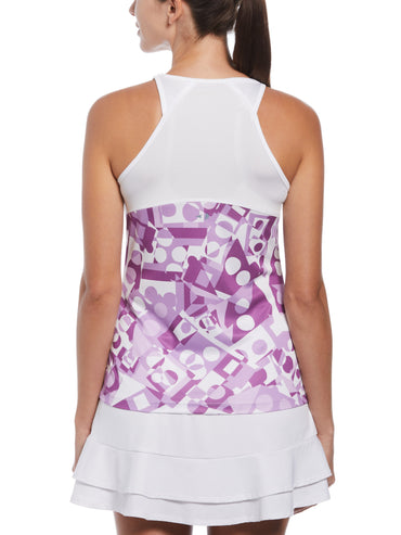 Women's Geo Printed Tennis Tank Top with Mesh Back