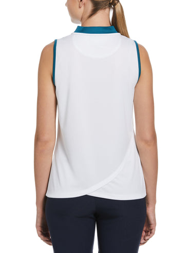 Women's Geometric Print Golf Shirt with Overlapping Back Detail