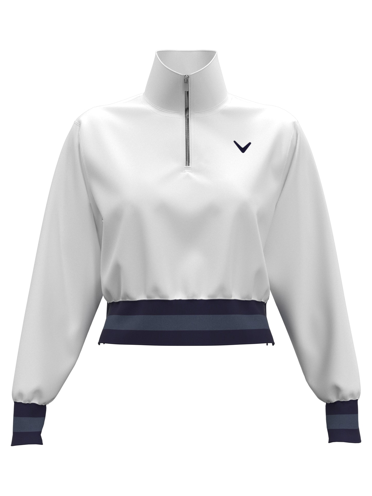 Lightweight Cropped 1/4 Zip Golf Shirt with Side Slits (Brilliant White) 