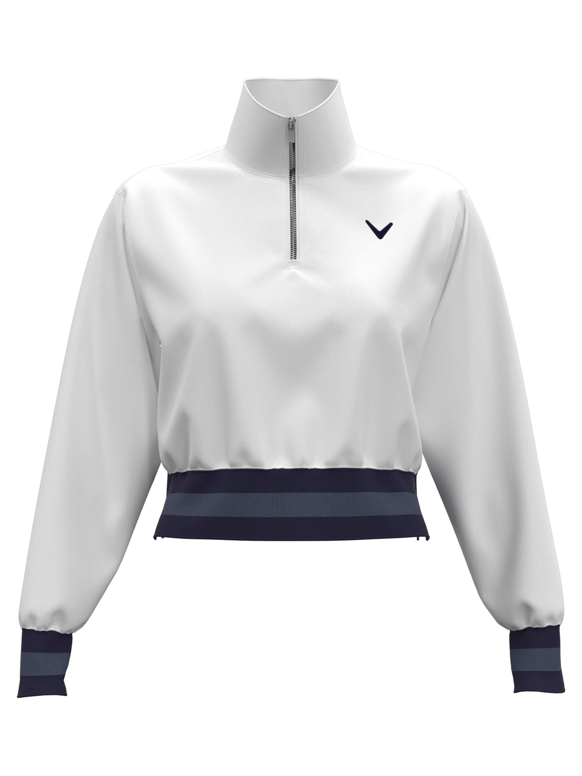 Lightweight Cropped 1/4 Zip Golf Shirt with Side Slits (Brilliant White) 