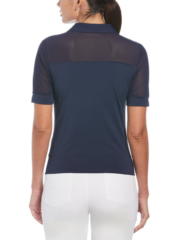 Women's Mesh Blocked Half Sleeve Golf Polo Shirt