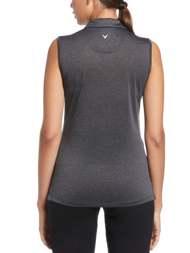 Women's Quarter Zip Heather Sleeveless Golf Polo