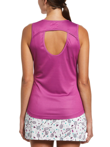 Women's Solid Keyhole Tennis Tank Top