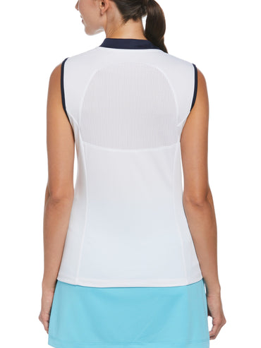 Women's Stripe Golf Top with Back Mesh Insert