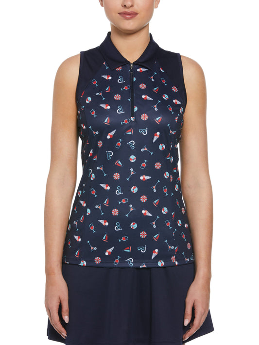 Summer Fun Print Golf Polo (Peacoat) 