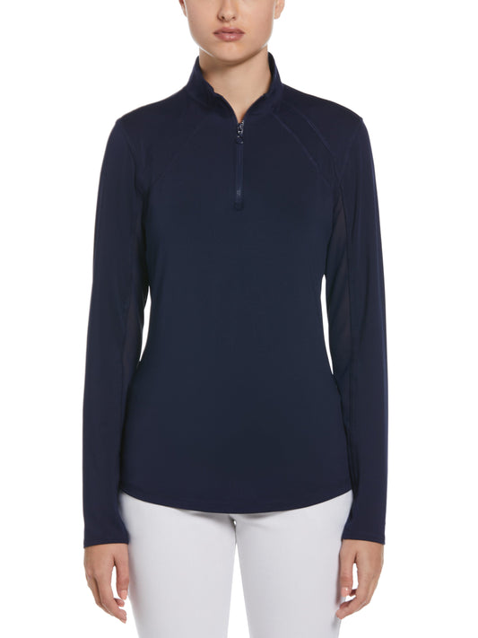 Sun Protection Golf Shirt with Mesh Panels (Peacoat) 