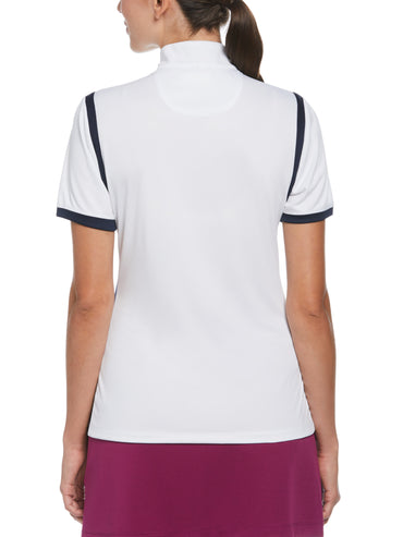 Women's Texture Block Mock Neck Golf Polo