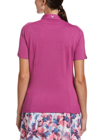 Women's Tonal Heather Quarter Zip Golf Polo
