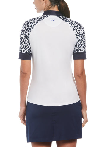 Women's Two-Tone Geometric 1/4 Zip Golf Polo