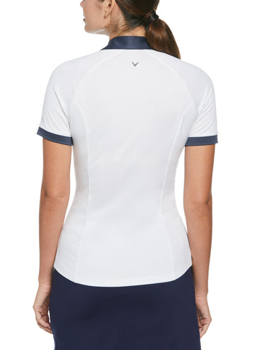 Women's V-Placket Color Block Polo Top