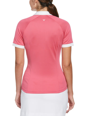 Women's V-Placket Colourblock Polo Top
