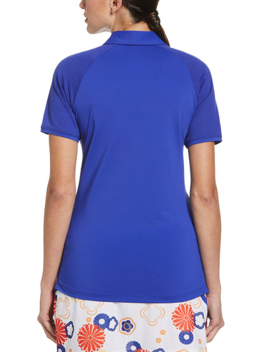 Women's Zip Front Asymetrical Mesh Golf Polo Shirt
