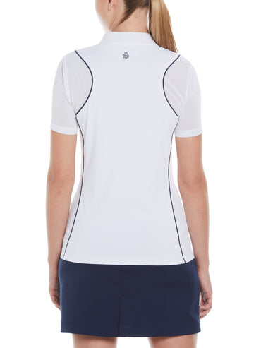 Women's Zip Front Golf Top with Piping