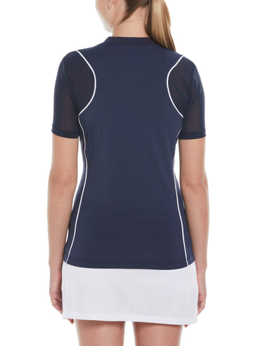 Women's Zip Front Golf Top with Piping