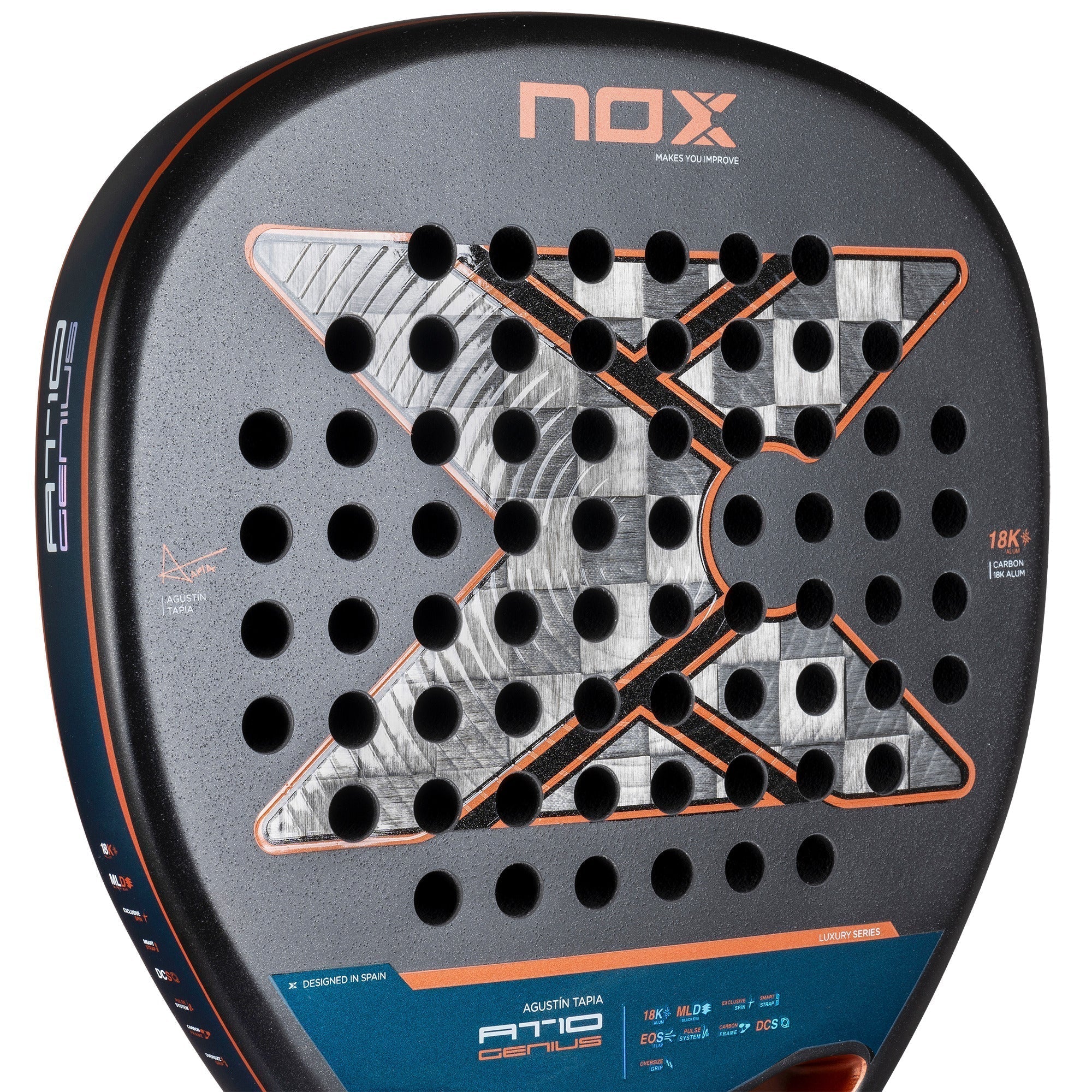 AT10 Luxury GENIUS GENIUS ATTACK 18K Alum 2025 by Agustin Tapia Padel Racket Nox