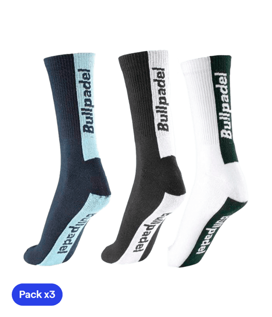 Socks Bullpadel BP2406 I White/Blue/Black 2025 (Pack x3) Padel Clothes Bullpadel