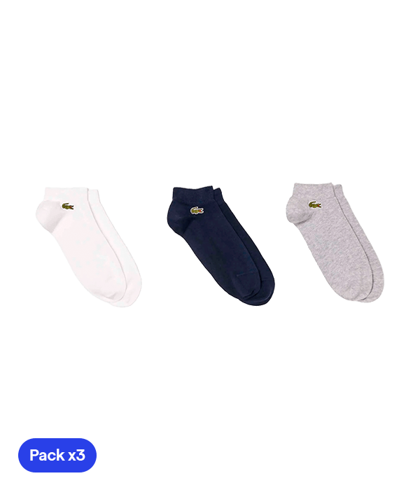 Calcetines Lacoste Cortos Azul/Gris/Blanco (Pack x3) - STARz PADEL