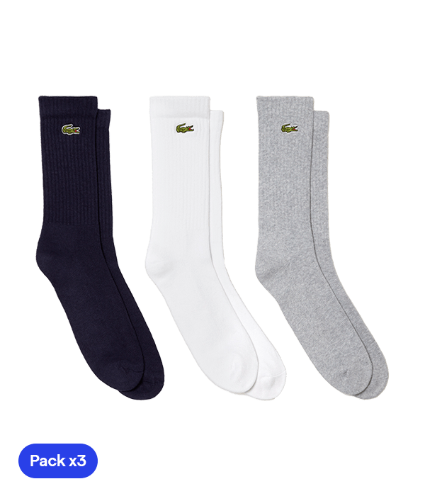 Calcetines Lacoste Largos Blanco/Gris/Azul (Pack x3) 2025 - STARz PADEL