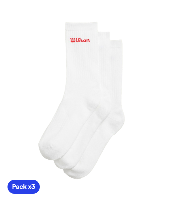 Calcetines Largos Wilson U Crew Logo Blanco 2025 (Pack x3) - STARz PADEL
