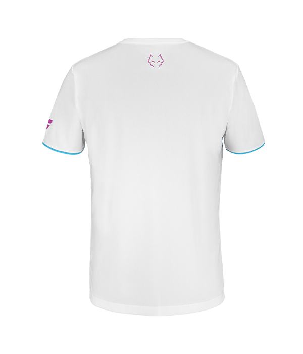 T shirt Babolat Crew Neck Blanco Logo Rosa 2025 Juan Lebrón Padel Clothes Babolat