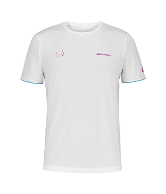 T shirt Babolat Crew Neck White Logo Pink 2025 Juan Lebrón Padel Clothes Babolat