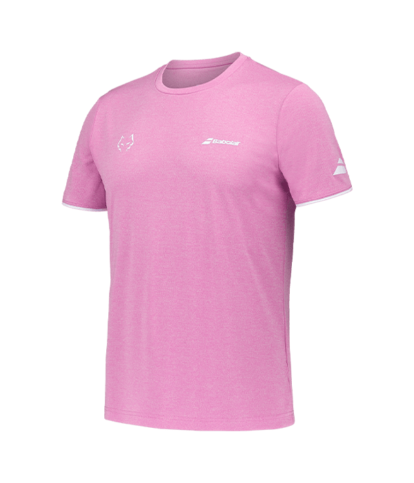 Camiseta Babolat Crew Neck Rosa Logo Blanco 2025 Juan Lebrón - STARz PADEL