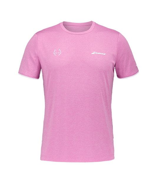 T shirt Babolat Crew Neck Pink Logo White 2025 Juan Lebrón Padel Clothes Babolat