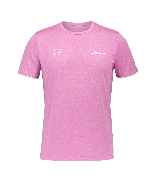 Camiseta Babolat Crew Neck Rosa Logo Blanco 2025 Juan Lebrón - STARz PADEL