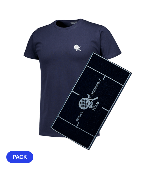Pack Padel Team Gourmet: T shirt Gourmet Blue Men + Toalla Padel Clothes Gourmet