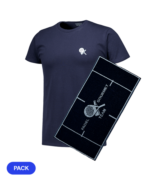 Pack Padel Team Gourmet: T shirt Gourmet Blue Men + Toalla Padel Clothes Gourmet