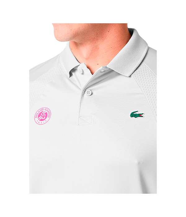 Polo Lacoste Roland Garros White/Pink 2025 Padel Clothes Lacoste