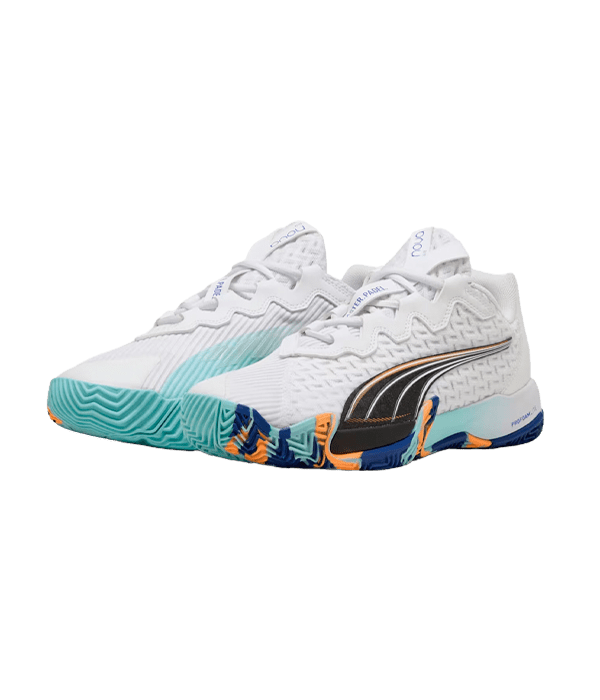 Puma Nova Elite White/Black/Blue/Heat Fire 2025 Padel Shoes Padel Shoes Puma