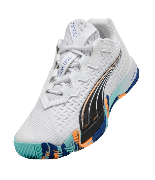 Puma Nova Elite White/Black/Blue/Heat Fire 2025 Padel Shoes Padel Shoes Puma