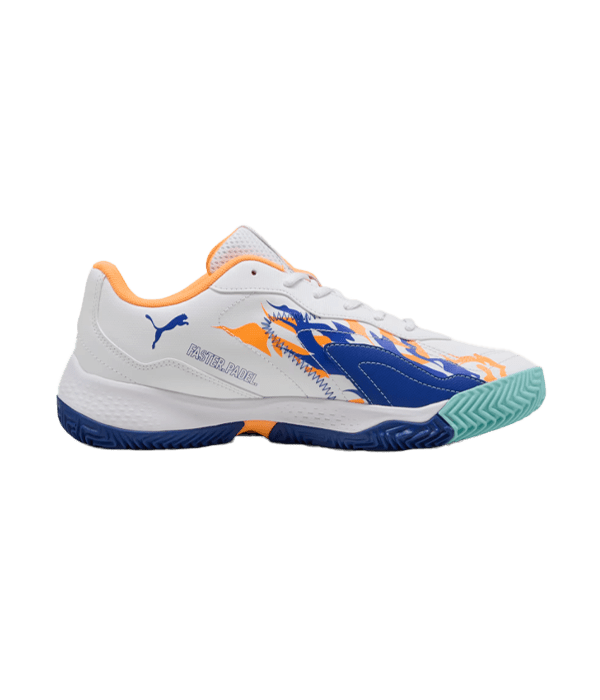 Puma Nova Smash White-Blue-Heat Fire-Black 2025 Padel Shoes Padel Shoes Puma