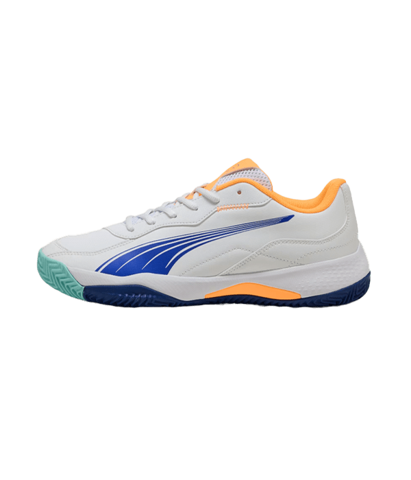 Puma Nova Smash White-Blue-Heat Fire-Black 2025 Padel Shoes Padel Shoes Puma